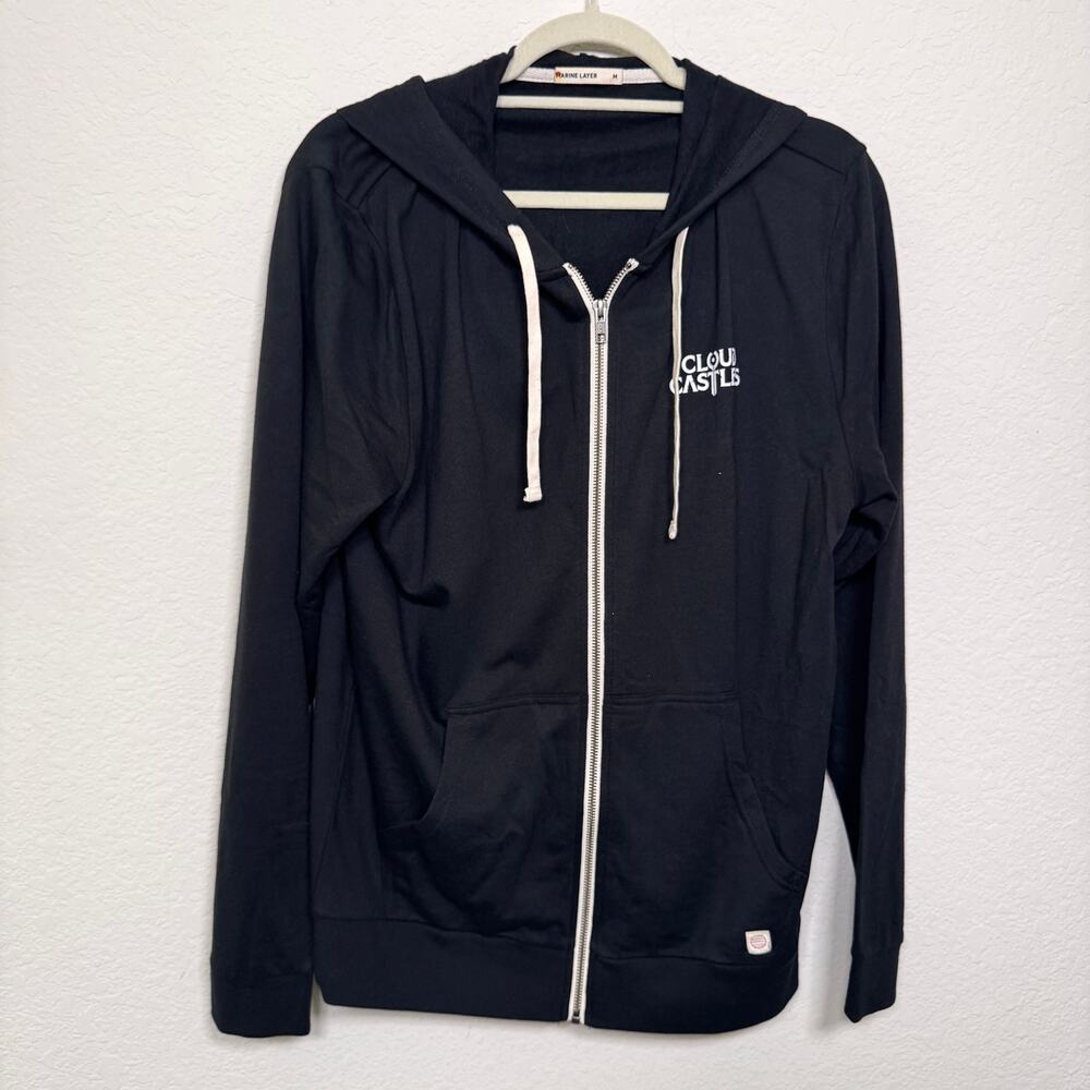 Marine Layer Mens Afternoon Hoodie Size M Cloud Castles Game Lightweight Black